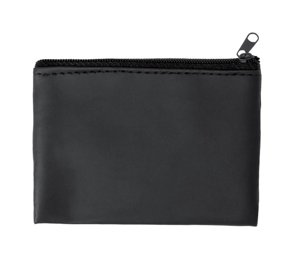 Obrázky: Čierna peňaženka z PU, zips a krúžok na kľúče