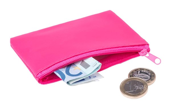 Obrázky: Ružová  peňaženka z PU, zips a krúžok na kľúče, Obrázok 3
