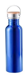Obrázky: Modrá nerez. fľaša 750ml,bambus.viečko v krab.