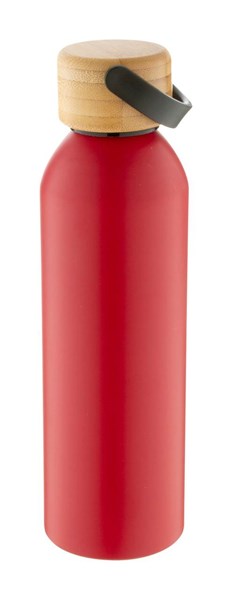 Obrázky: Červená hliník. šport. fľaša,bambus.viečko,600 ml, Obrázok 5