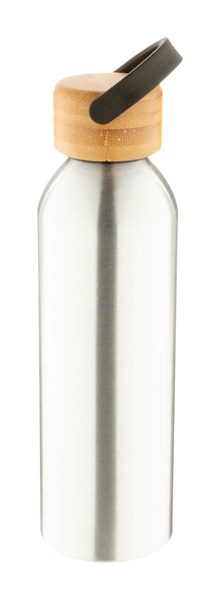 Obrázky: Striebor. hliník.šport. fľaša,bambus.viečko,600 ml, Obrázok 2