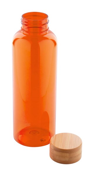 Obrázky: Oranžová fľaša na vodu 500ml,bambus.viečko, Obrázok 2