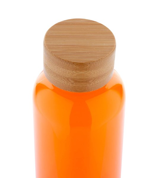 Obrázky: Oranžová fľaša na vodu 500ml,bambus.viečko, Obrázok 4