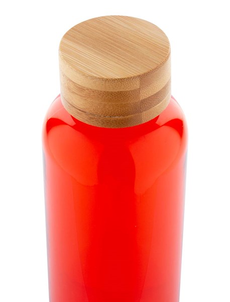 Obrázky: Červená fľaša na vodu 500ml,bambus.viečko, Obrázok 4