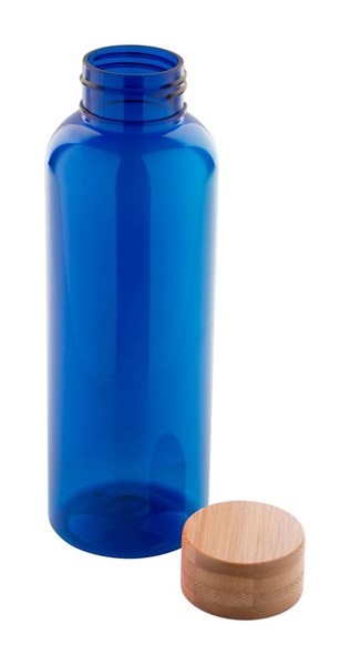 Obrázky: Modrá fľaša na vodu 500ml,bambus.viečko, Obrázok 2