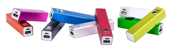 Obrázky: Žltá hliníková USB power banka 2200 mAh, Obrázok 2