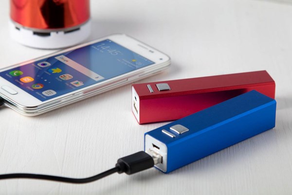 Obrázky: Červená hliníková USB power banka 2200 mAh, Obrázok 4