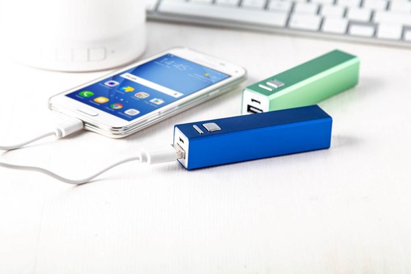 Obrázky: Modrá hliníková USB power banka 2200 mAh, Obrázok 4