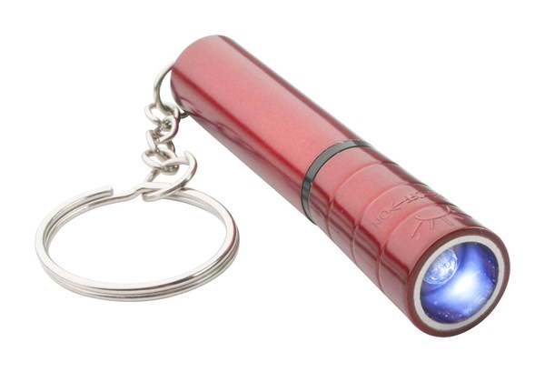 Obrázky: Červená plastová mini LED baterka ako prívesok, Obrázok 2