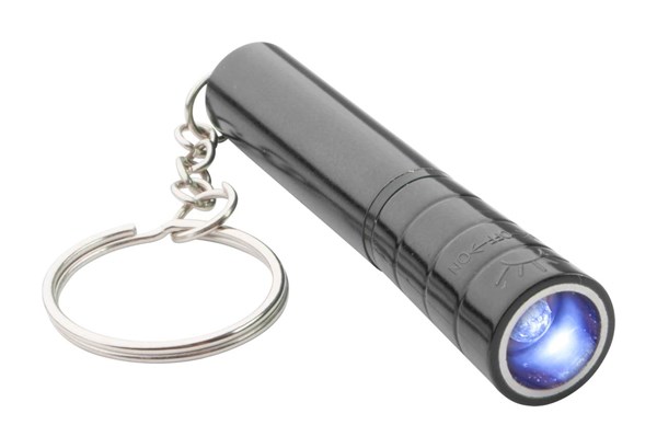 Obrázky: Čierna plastová mini LED baterka ako prívesok, Obrázok 2