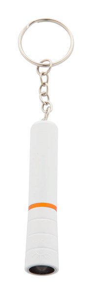 Obrázky: Biela plastová mini LED baterka, oranžový krúžok