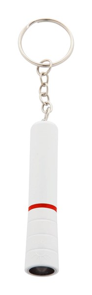 Obrázky: Biela plastová mini LED baterka, červený krúžok, Obrázok 1