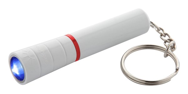 Obrázky: Biela plastová mini LED baterka, červený krúžok, Obrázok 4
