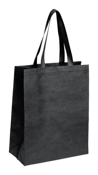 Obrázky: Čierna nákupná taška,netkaná textília, dlhé uši, Obrázok 1