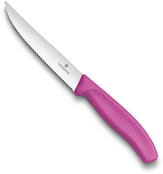 Obrázky: Ružový steakový nôž s vlnovkovým ostrím 12 cm
