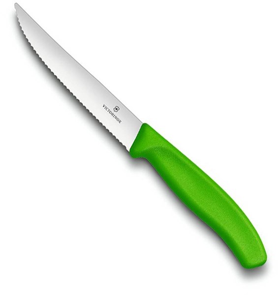 Obrázky: Zelený steakový nôž s vlnovkovým ostrím 12 cm