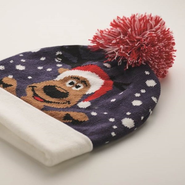 Obrázky: Vianočná pletená čiapka modrá, Obrázok 3