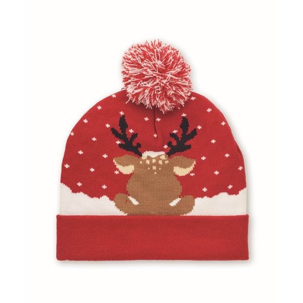 Obrázky: Vianočná pletená čiapka červená, Obrázok 2