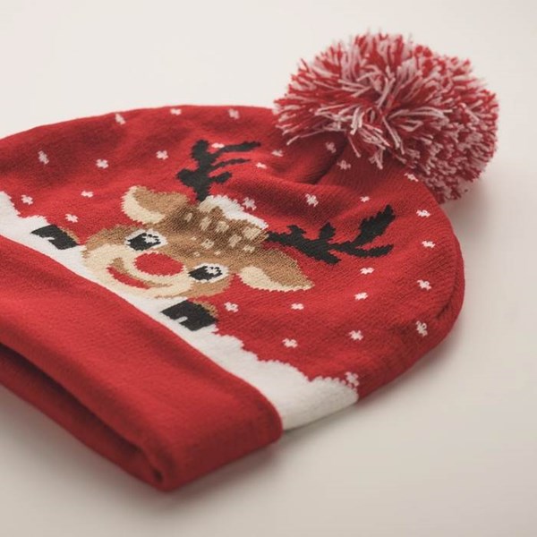Obrázky: Vianočná pletená čiapka červená, Obrázok 3