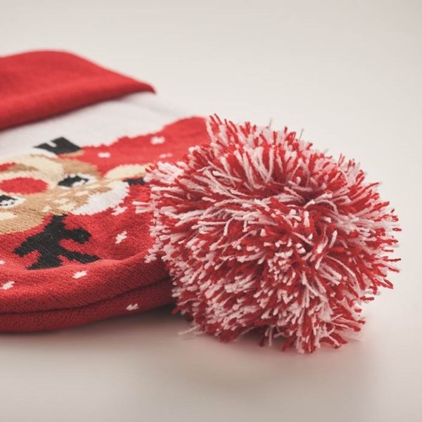 Obrázky: Vianočná pletená čiapka červená, Obrázok 4