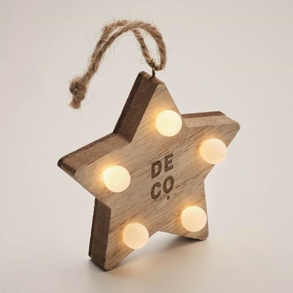 Obrázky: Vianočná ozdôba - drevená hviezda so svetielkami, Obrázok 9