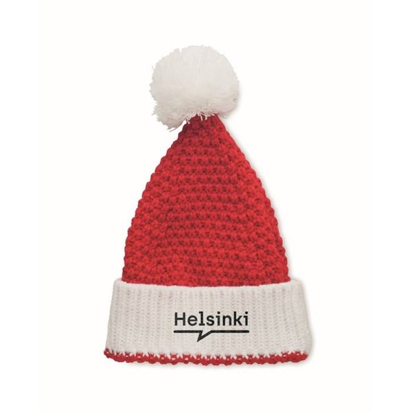 Obrázky: Vianočná červená pletená čiapka z akrylu, brmbolec, Obrázok 5