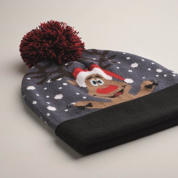 Obrázky: Vianočná pletená čiapka s 6 LED svetlami, modrá, Obrázok 4