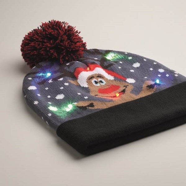 Obrázky: Vianočná pletená čiapka s 6 LED svetlami, modrá, Obrázok 5