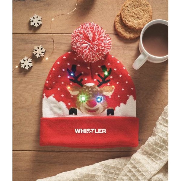 Obrázky: Vianočná pletená čiapka s 6 LED svetlami, červená, Obrázok 8