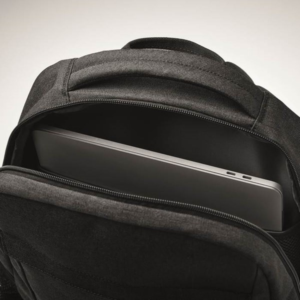 Obrázky: Čierny ruksak na notebook z 600D RPET polyesteru, Obrázok 4