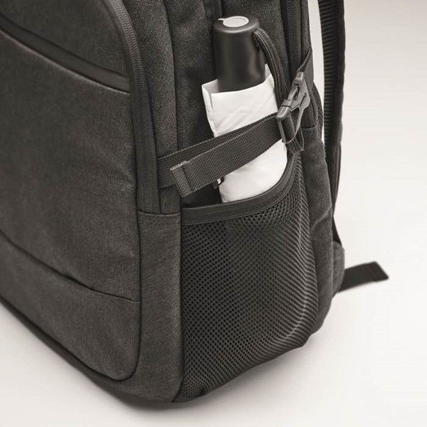 Obrázky: Čierny polstrov.ruksak na notebook z 600D RPET PE, Obrázok 4