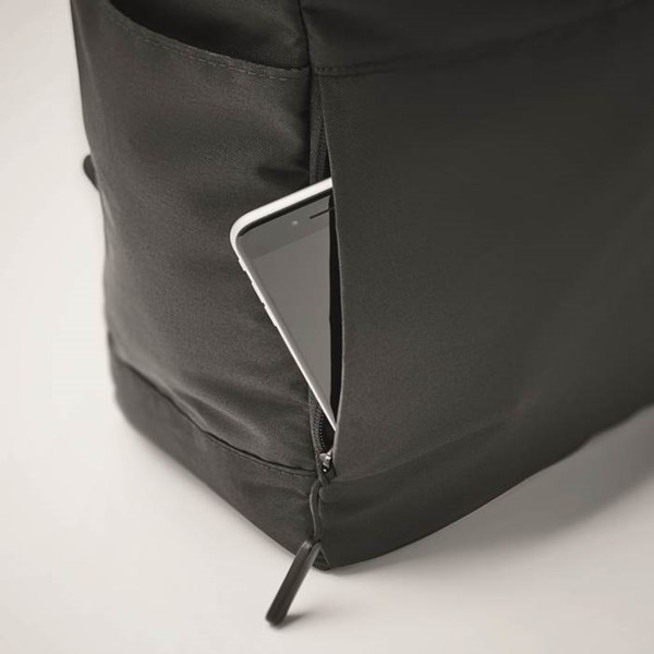 Obrázky: Čierny rolovací ruksak na notebook z 300D RPET PE, Obrázok 9