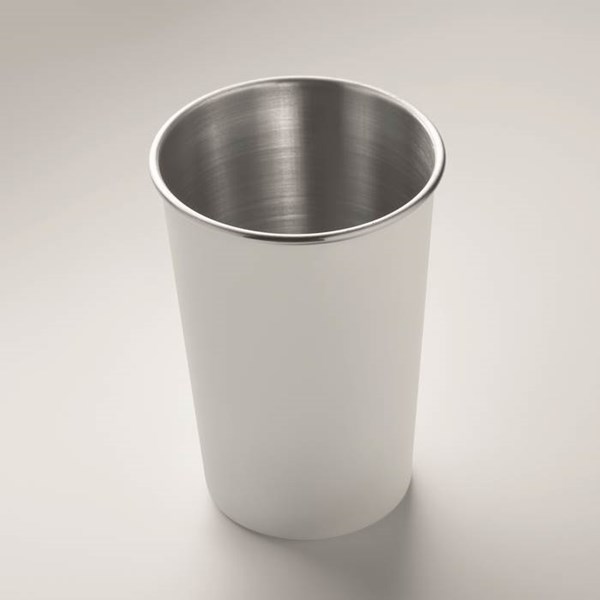 Obrázky: Biely hrnček z recyklovaného nerezu 300ml, Obrázok 3