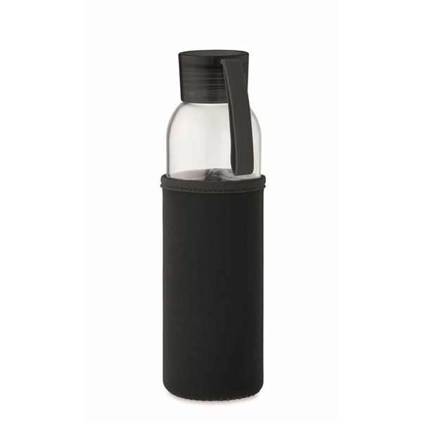 Obrázky: Fľaša zo skla s čiernym neoprén.obalom, 500 ml