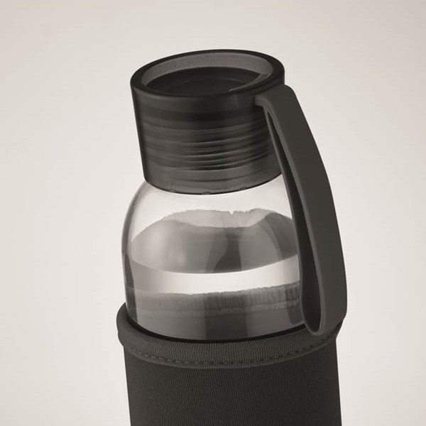 Obrázky: Fľaša zo skla s čiernym neoprén.obalom, 500 ml, Obrázok 2