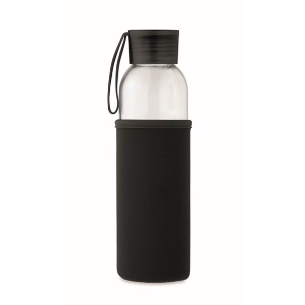 Obrázky: Fľaša zo skla s čiernym neoprén.obalom, 500 ml, Obrázok 4
