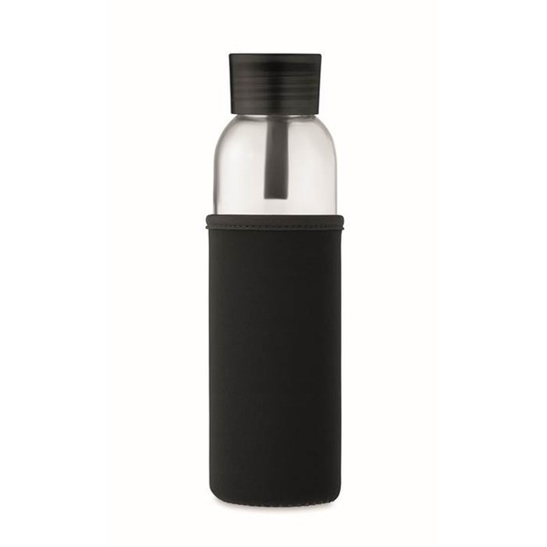 Obrázky: Fľaša zo skla s čiernym neoprén.obalom, 500 ml, Obrázok 5
