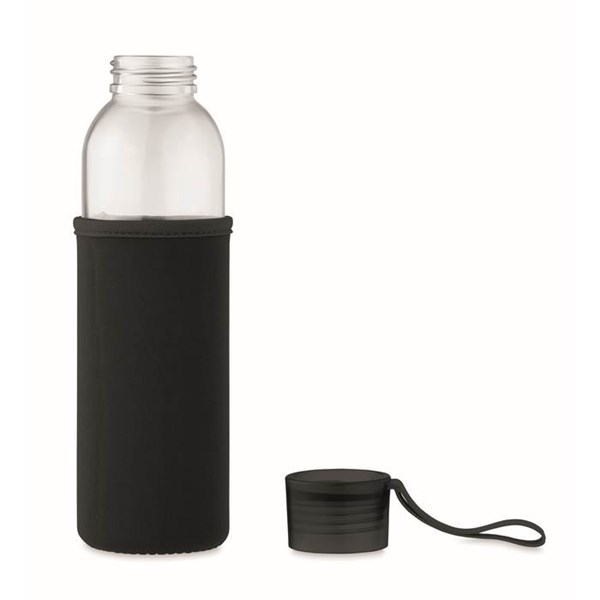 Obrázky: Fľaša zo skla s čiernym neoprén.obalom, 500 ml, Obrázok 6