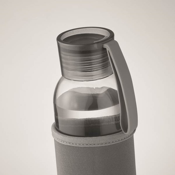 Obrázky: Fľaša zo skla so šedým neoprén.obalom, 500 ml, Obrázok 2