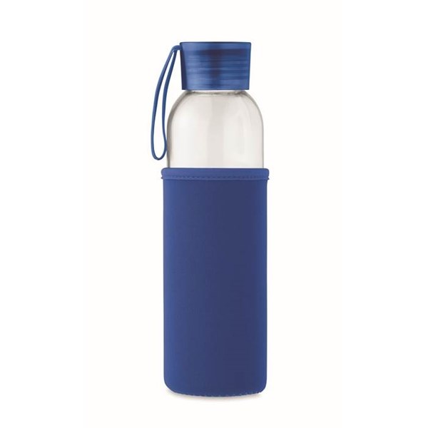 Obrázky: Fľaša zo skla s kráľ.modrým neoprén.obalom, 500 ml, Obrázok 4
