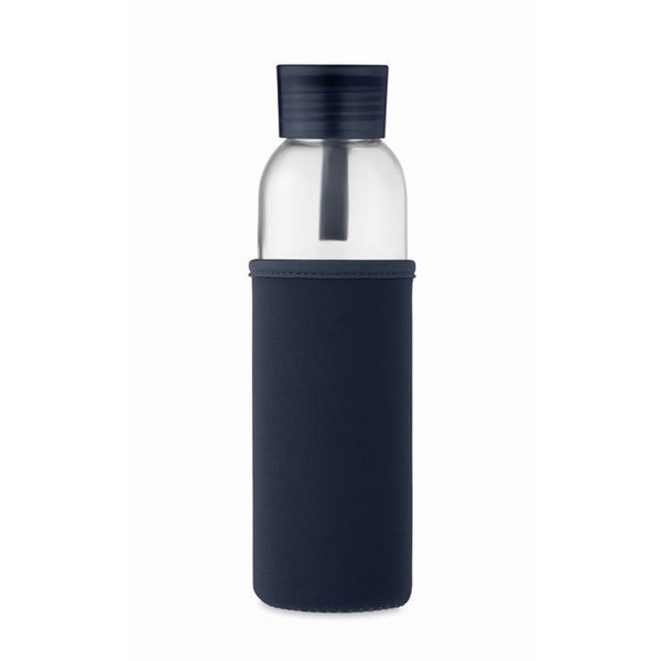 Obrázky: Fľaša zo skla s tmavomodrým neoprén.obalom, 500 ml, Obrázok 5