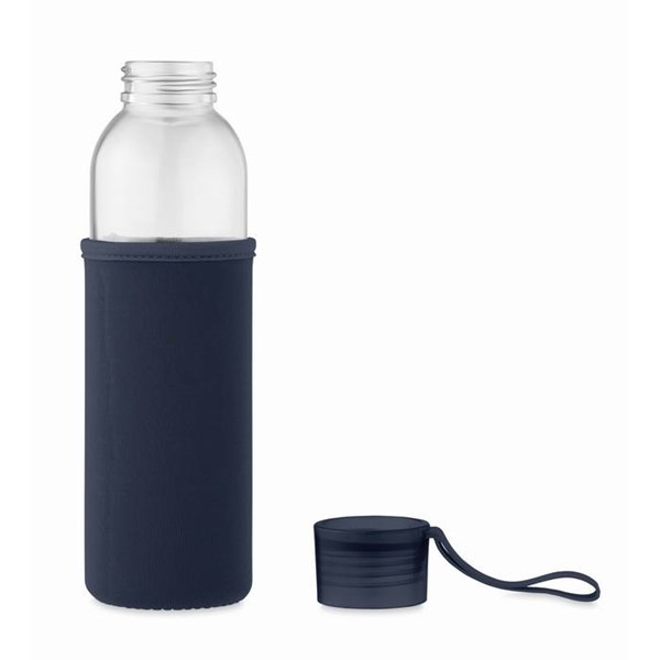 Obrázky: Fľaša zo skla s tmavomodrým neoprén.obalom, 500 ml, Obrázok 6