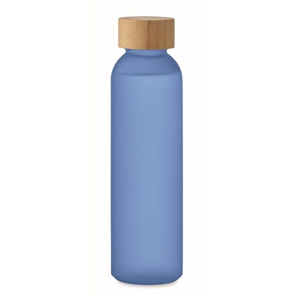 Obrázky: Transparentná modrá matná sklenená fľaša 500 ml., Obrázok 2