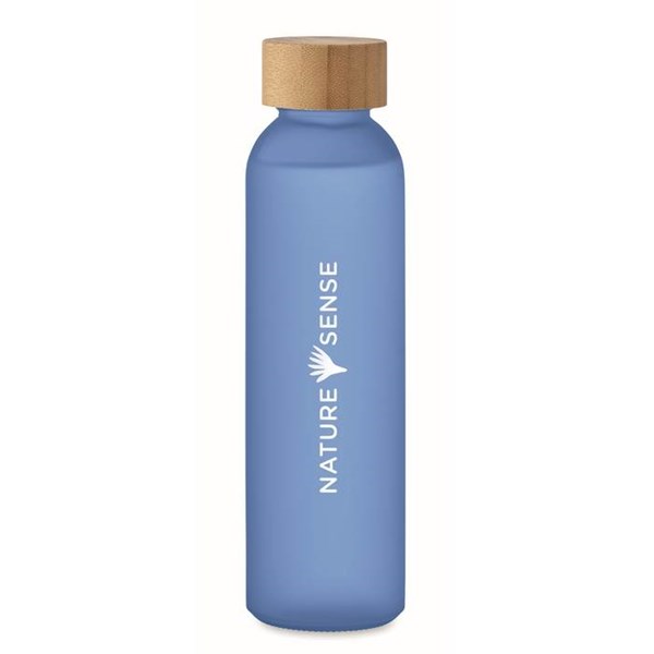 Obrázky: Transparentná modrá matná sklenená fľaša 500 ml., Obrázok 3