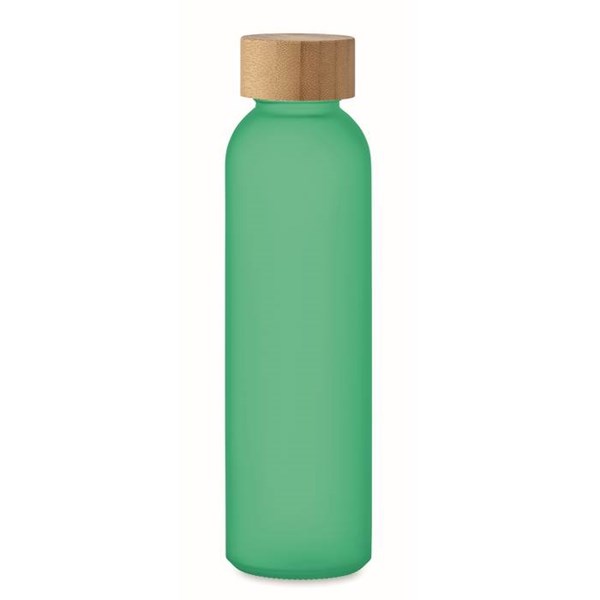 Obrázky: Transparentná zelená matná sklenená fľaša 500 ml.