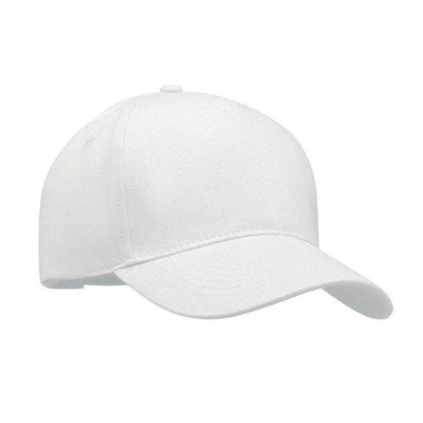 Obrázky: Biela päťpanelová čiapka, keprová bavlna, Obrázok 2