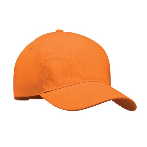 Obrázky: Oranžová päťpanelová čiapka, keprová bavlna