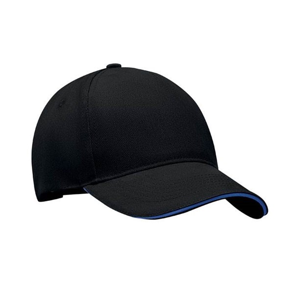 Obrázky: Čierno-modrá päťpanelová čiapka, keprová bavlna