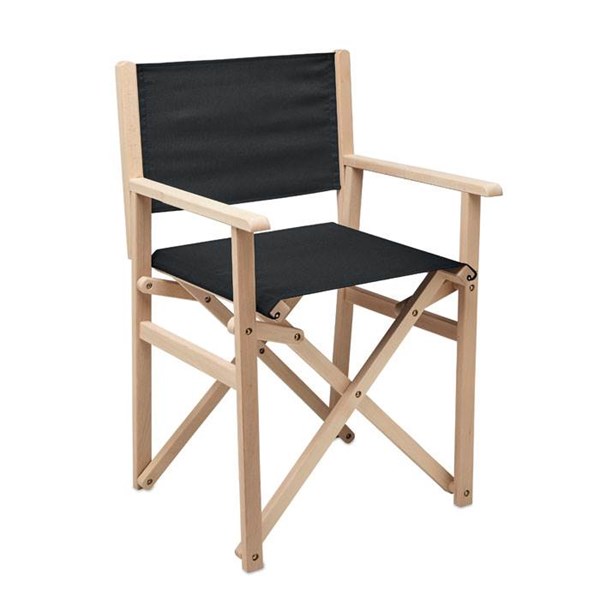 Obrázky: Čierna plážová/kempingová drevená stolička, Obrázok 2