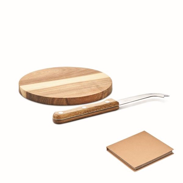 Obrázky: Akáciová podložka na syr a nôž z nerezovej ocele, Obrázok 1